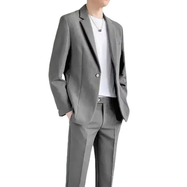 Elegant Men's Suit Set - Classic 2-Piece Business Casual Blazer and Pants for All Seasons, Perfect for Smart Casual Dress Occasions